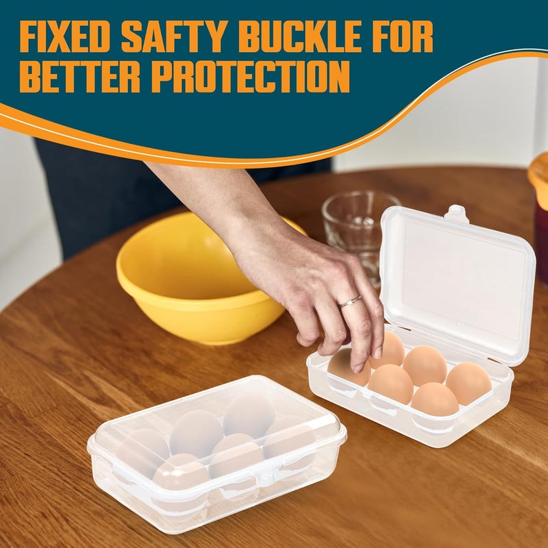 ZPU Egg Holder Camping, 2Pcs 6 Grid Egg Container, Plastic Egg Carrier for Camping Picnic Travel Outdoor Refrigerator Kitchen, Protective Egg Storage Case, Clear White - Image 5